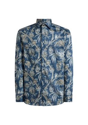 ETRO shirt in cotton satin with floral paisley motif - Blue