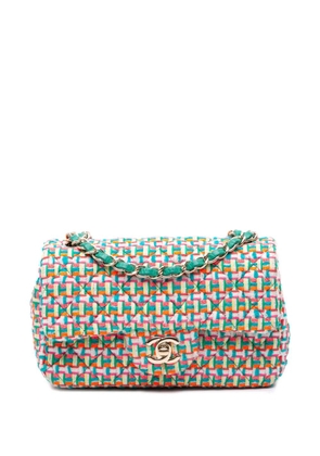 CHANEL Pre-Owned 2015-2016 Mini Rectangular Classic Tweed Single Flap crossbody bag - Green