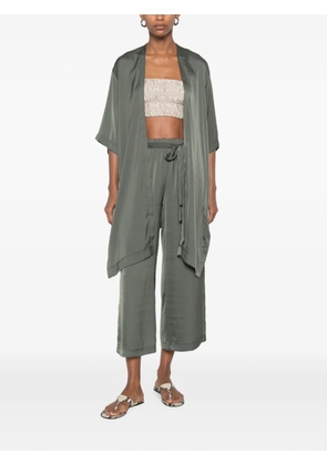 MOUTAKI belted satin-finish cropped trousers - Green