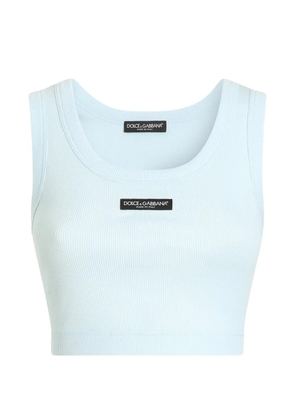 Dolce & Gabbana cotton cropped tank top with logo - Blue