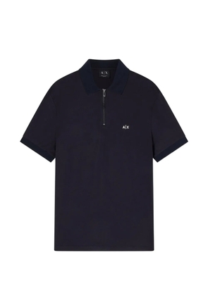 Armani Exchange logo-embroidered zip-up polo shirt - Blue