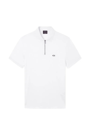Armani Exchange logo-embroidered zip-fastening polo shirt - White