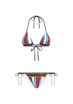 Dolce & Gabbana Carretto-print triangle bikini - White