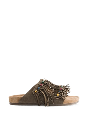 Baziszt beaded fringe-detail slippers - Brown