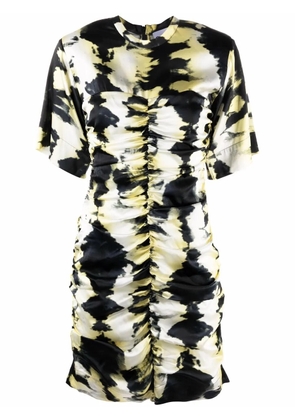 GANNI tie-dye silk-satin dress - Yellow