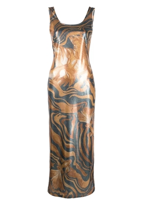 Alberta Ferretti metallic swirl print dress - Grey
