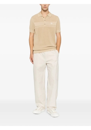 Sergio Tacchini pointelle-knit logo-embroidered polo shirt - Neutrals