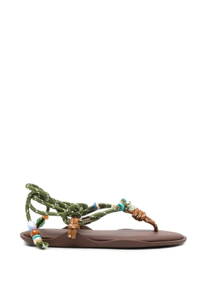 Flòwze x Collanine Colorate bead-embellished sandals - Brown