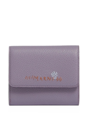 Marni Mending logo-embroidered leather cardholder - Purple