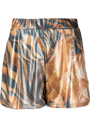 Alberta Ferretti metallic swirl print shorts - Blue