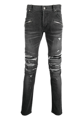 Balmain ripped-detailing slim-fit jeans - Black