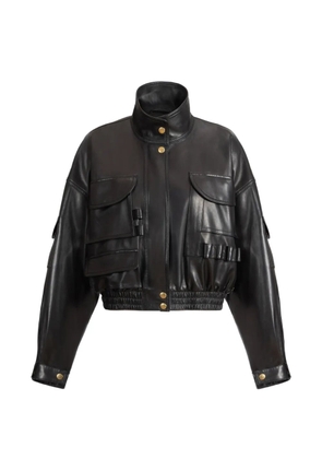Balmain multi-pocket leather bomber jacket - Black