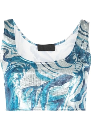 Alberta Ferretti swirl print crop top - Blue