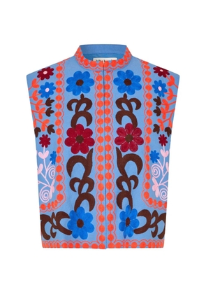 lollys laundry BinLL floral-embroidered gilet - Blue