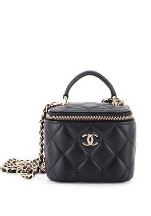 CHANEL Pre-Owned Classic Top Handle Vanity Case with Chain Quilted Lambskin Mini crossbody bag - Black