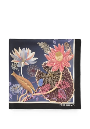 Ferragamo Water lilies silk scarf - Blue