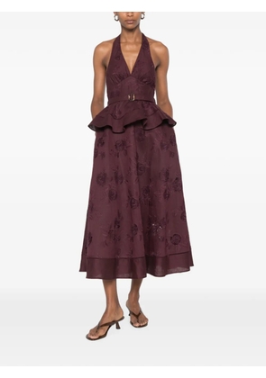 Self-Portrait floral-embroidered midi dress