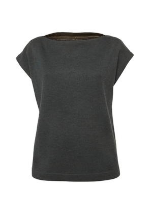 Fendi Pre-Owned boat neck cap sleeve top - Grey