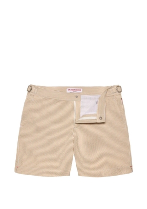 Orlebar Brown Bulldog seersucker-stripe swim shorts - Neutrals