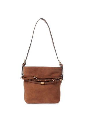 PINKO stud-embellished suede shoulder bag - Brown