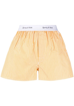 Sporty & Rich stripe-print cotton shorts - Yellow