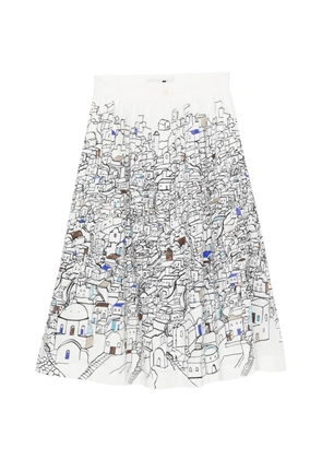 mii Mona graphic-print pleated skirt - White