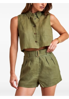 HEVRON sleeveless-cropped shirt - Green