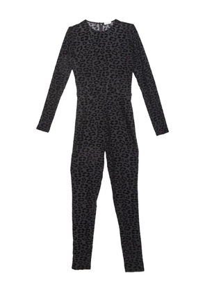 Fleur Du Mal Flocked leopard-print catsuit - Black
