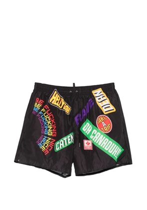 DSQUARED2 patch-print swim shorts - Black