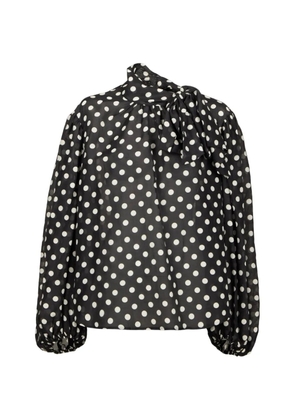 Hannes Roether polka-dot tie-neck blouse - Black