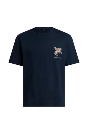 ETRO cotton-jersey T-shirt with Pegaso-embroidery - Blue