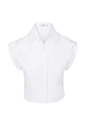 HEVRON epaulette pleated-sleeve shirt - White