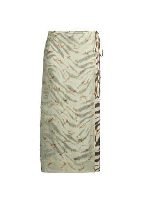 GANNI mix-print midi skirt - Neutrals