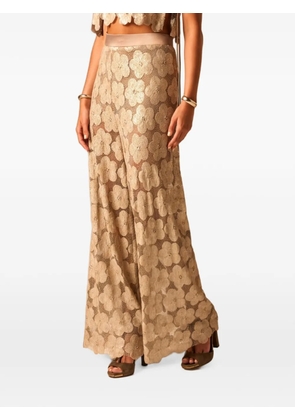 JBQ Dean floral-lace wide-leg trousers - Neutrals