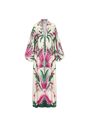F.R.S For Restless Sleepers Europa palm-print balloon-sleeve maxi dress - Neutrals