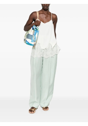 Fabiana Filippi V-neck lace-trim asymmetric top - Neutrals