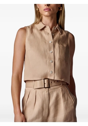 HEVRON sleeveless cropped shirt - Neutrals