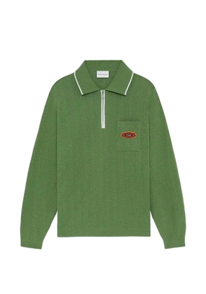 Drôle De Monsieur logo-patch zip-up polo shirt - Green