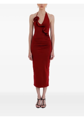 Maygel Coronel Coralina floral-detail ruffled midi dress - Red