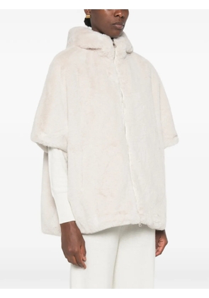 SERGIO MORETTI FIRENZE hooded short-sleeve faux-fur jacket - Neutrals