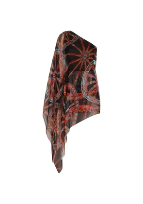 Dolce & Gabbana one-shoulder Carretto-print chiffon dress - Black