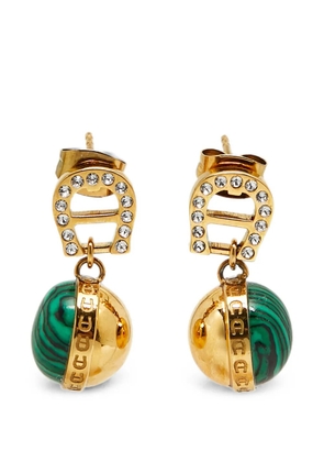 Aigner Kids crystal-embellished logo earrings - Gold