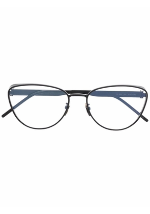 Saint Laurent Eyewear polished-effect round-frame glasses - Black