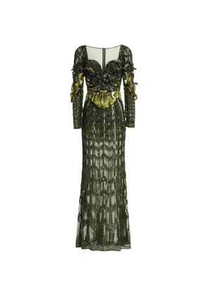 Elie Saab sweethheart-neck maxi dress - Green