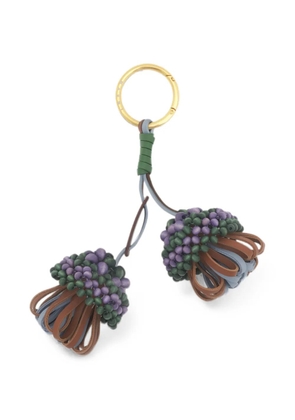 Marni brown and blue leather keyring with wooden bead detail - Purple