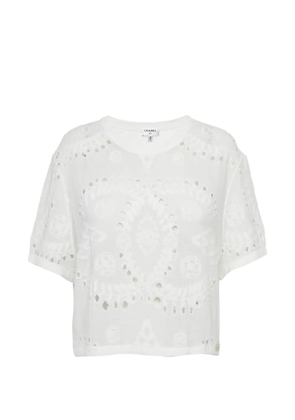 CHANEL Pre-Owned Broderie Anglaise jersey top - White