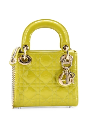 Christian Dior Pre-Owned Lady Dior Chain Bag Cannage Quilt Patent Mini satchel - Yellow