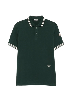 Moncler logo-embroidered striped-trim polo shirt - Green