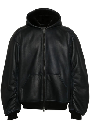 Balenciaga hooded leather bomber jacket - Blue