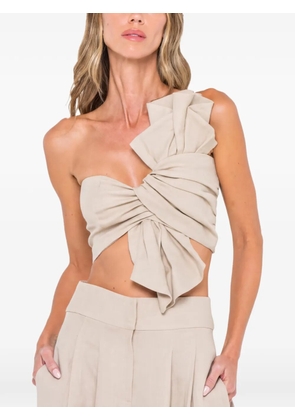JBQ Oyster ruffled one-shoulder top - Neutrals